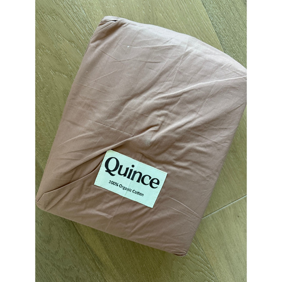 New Luxury Quince Organic Cotton Percale Sheet Set King Clay - Picture 3 of 4